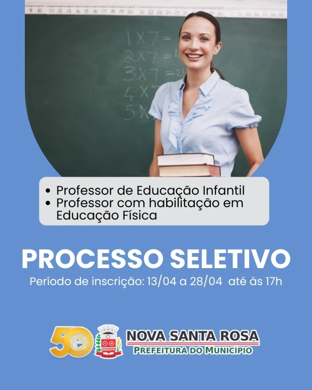 Secretaria de Educação de Nova Santa Rosa abre PSS para contratação de professores