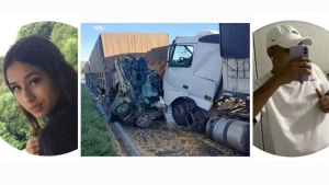 Carreta não consegue frear em radar e prensa carro com casal de jovens na BR-376, no Paraná; os dois morreram