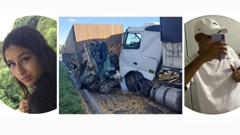 Carreta não consegue frear em radar e prensa carro com casal de jovens na BR-376, no Paraná; os dois morreram