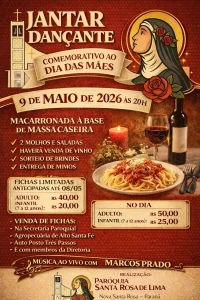 Paróquia Santa Rosa de Lima promoverá noite especial para o Dia das Mães