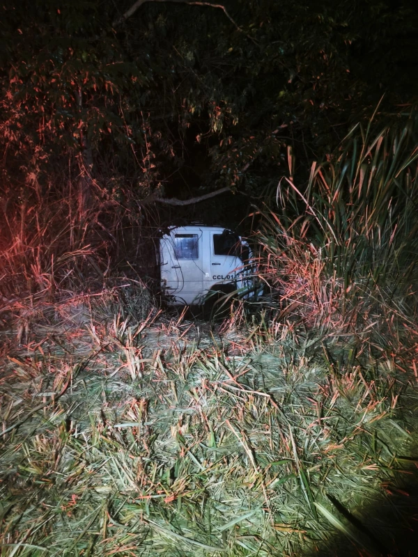 Caminhão sai da pista e motorista fica ferido na PR-239 em Iracema do Oeste