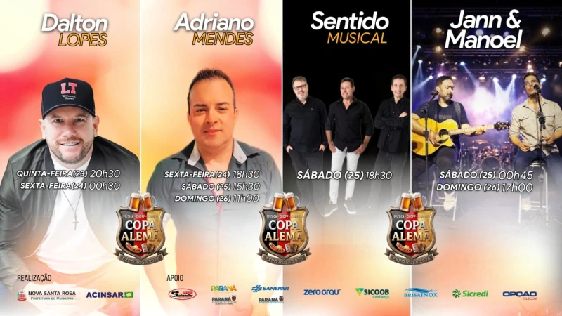 Expo Rosa 2026: Copa Alemã terá lanches típicos, chope artesanal e shows