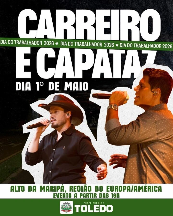 Sexta-feira (1º) tem show de Carreiro e Capataz em Toledo