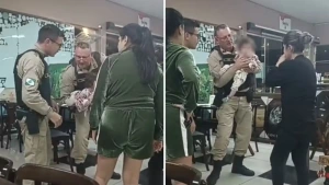 Policiais param para jantar e salvam bebê engasgado em restaurante do Paraná com manobra de Heimlich