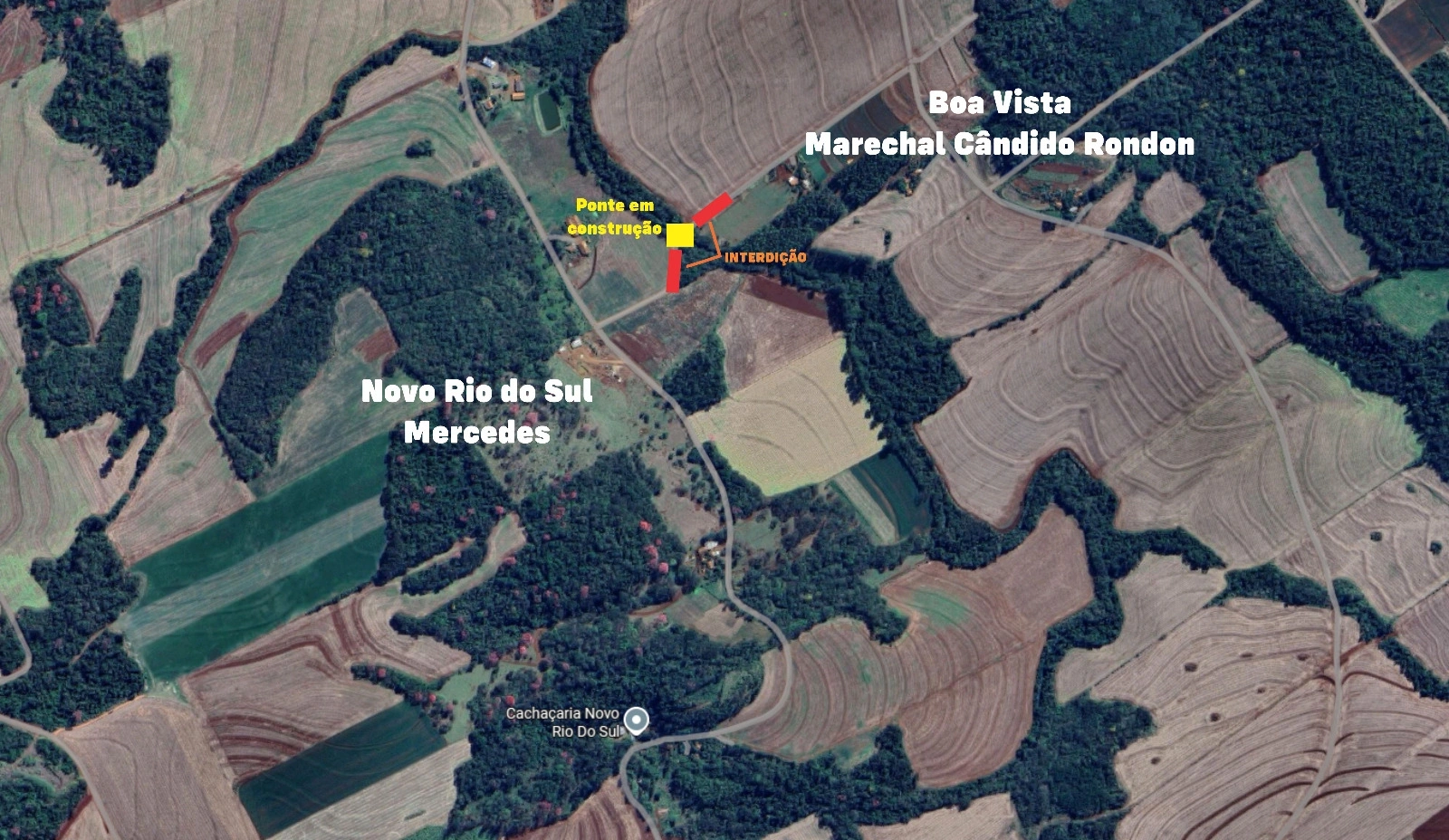 Estrada rural entre Marechal Rondon e Mercedes será interditada para substituição de ponte