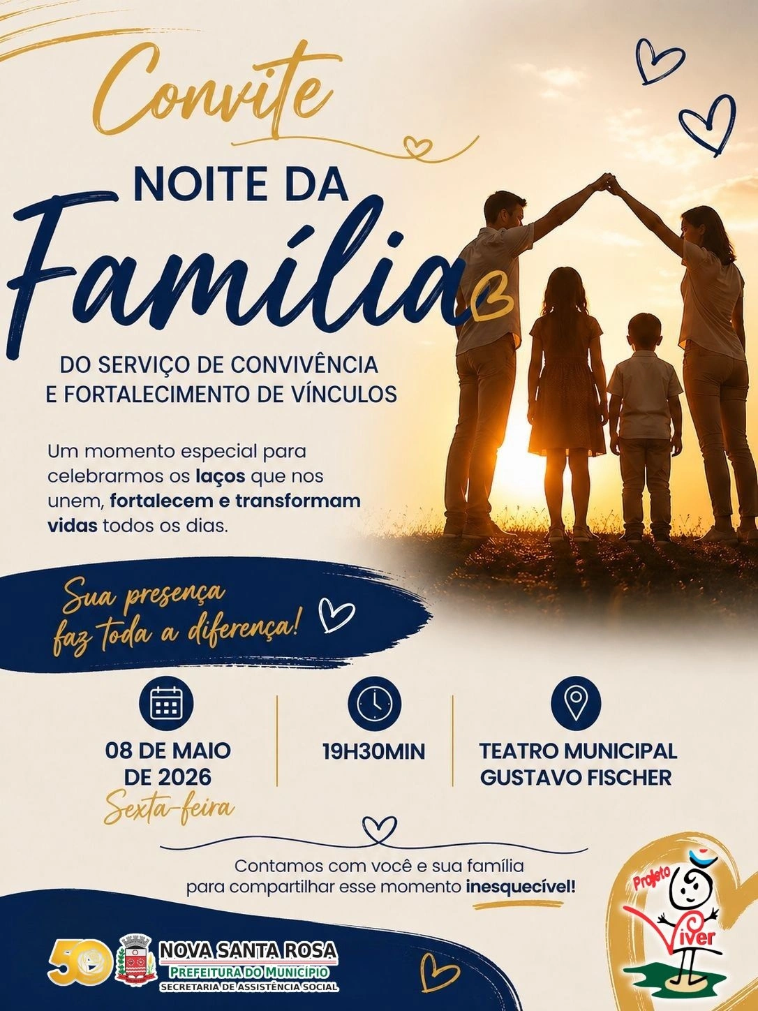 Projeto Viver de Nova Santa Rosa convida comunidade para a Noite da Família nesta sexta-feira (08)