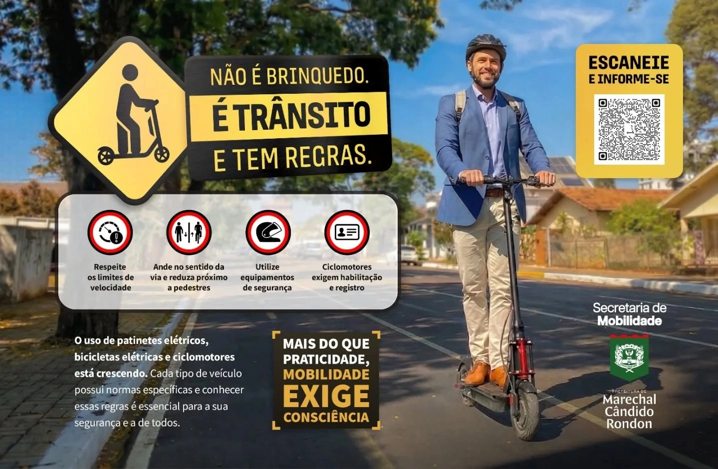 Prefeitura rondonense promove campanha de orientação sobre o uso de veículos autopropelidos de transporte individual
