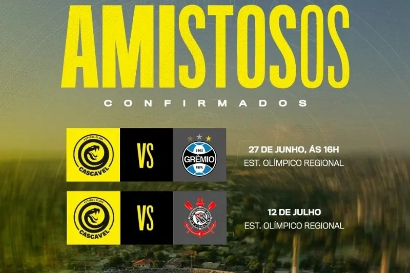 Cascavel FC confirma amistosos contra Grêmio e Corinthians no Olímpico