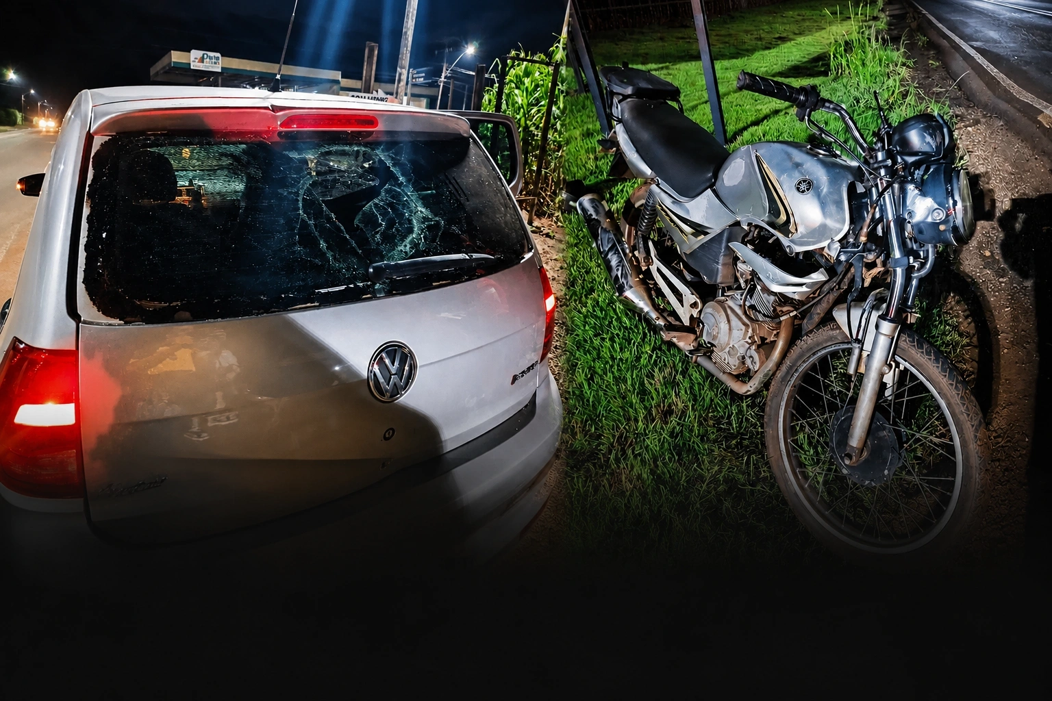 Motociclista bate na traseira de carro e homem fica ferido na PR-491, em Novo Três Passos
