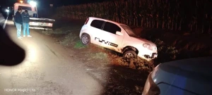 Jovem fica ferido após saída de pista na PR-182 entre Toledo e Maripá