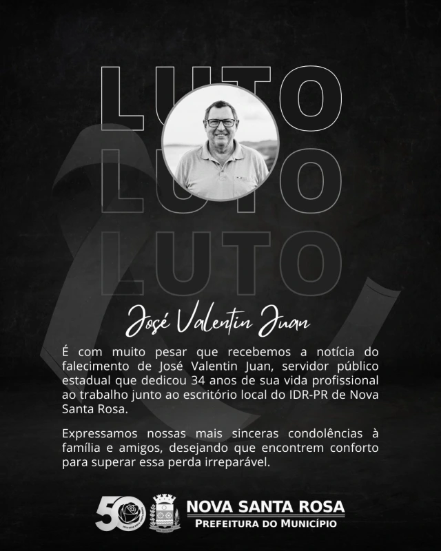 Nova Santa Rosa decreta luto oficial pela morte de servidor do IDR-PR que atuou por 34 anos no município