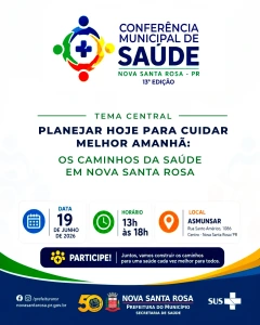 Nova Santa Rosa realizará a 13ª Conferência Municipal de Saúde no dia 19 de junho
