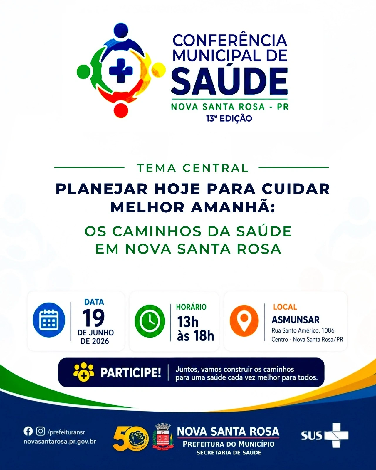 Nova Santa Rosa realizará a 13ª Conferência Municipal de Saúde no dia 19 de junho