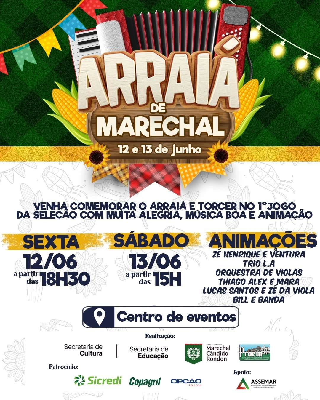 Arraiá Marechal 2026 promete dois dias de cultura, gastronomia e diversão para toda a família