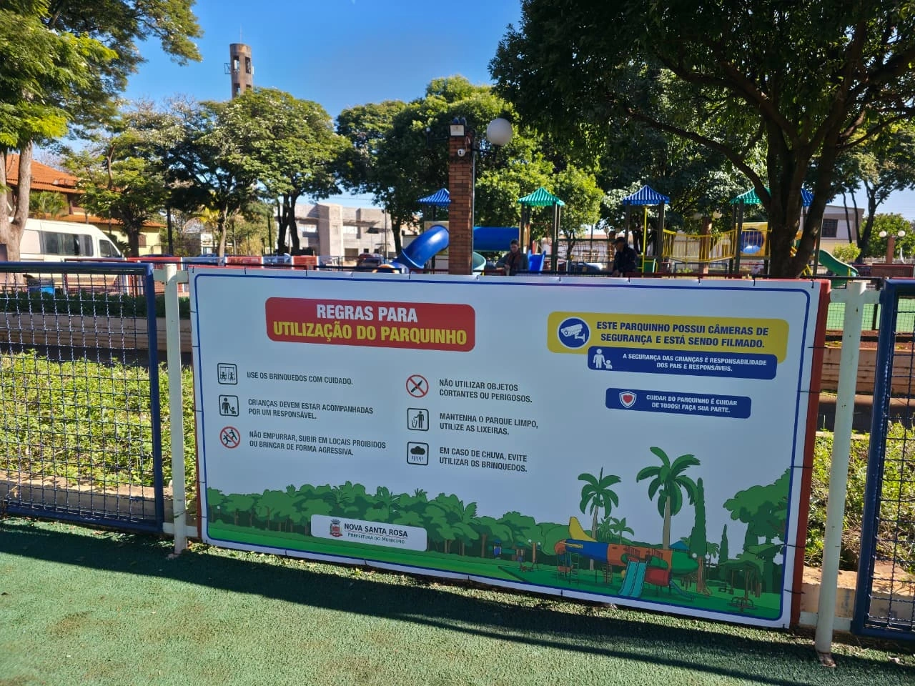 Prefeitura de Nova Santa Rosa reforça orientações para uso seguro dos parquinhos da Praça da Bíblia
