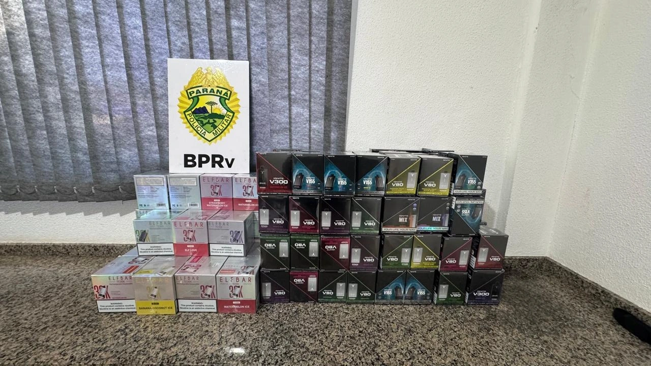 Quase mil cigarros eletrônicos contrabandeados são apreendidos na PR-486, em Assis Chateaubriand