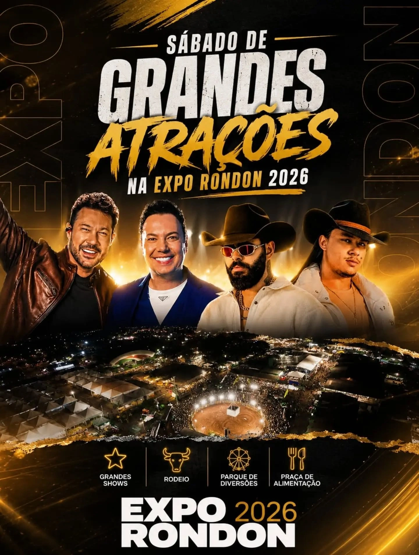 Sábado de grandes atrações na Expo Rondon 2026