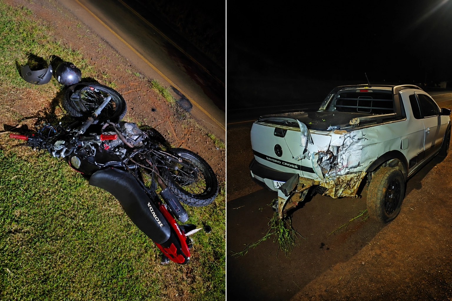 Motociclista morre após colidir na traseira de Saveiro na PR-495, em Pato Bragado