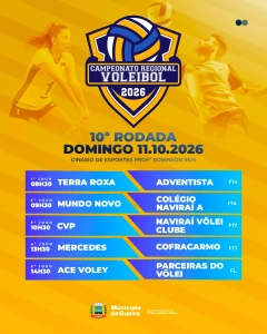 Esportes - 10ª rodada do Regional de Voleibol terá oito jogos em Guaíra