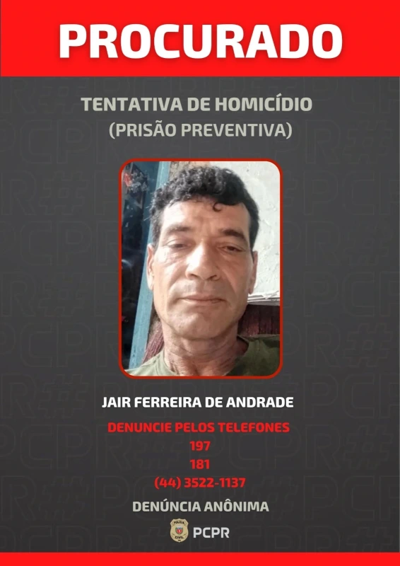 Segurança - Homem suspeito de atirar seis vezes contra vítima é procurado no Paraná
