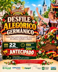Marechal - Desfile Alegórico Germânico da 36ª Oktoberfest é antecipado para esta quinta-feira (22)